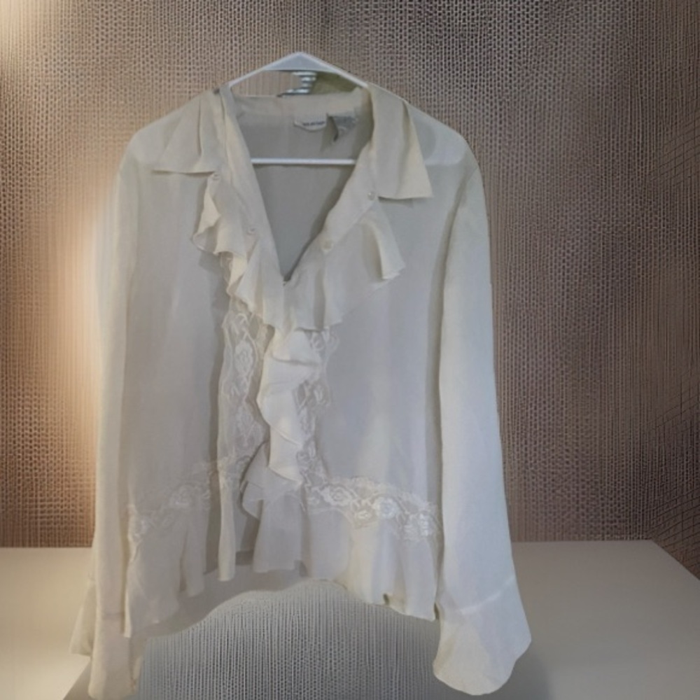 White Stag Cream Ruffle Blouse